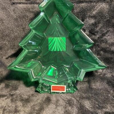 Waterford Marquis Green Crystal Christmas Tree Tray