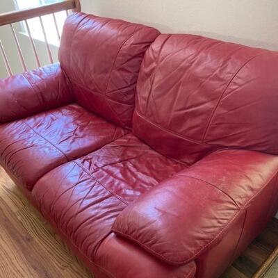 American signature red leather loveseat $100