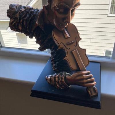 Brass violinist sculpture. $50