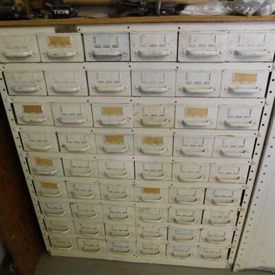 Vintage EQUIPTO Industrial tool boxes, 48 drawer. Some sold empty, some with contents.