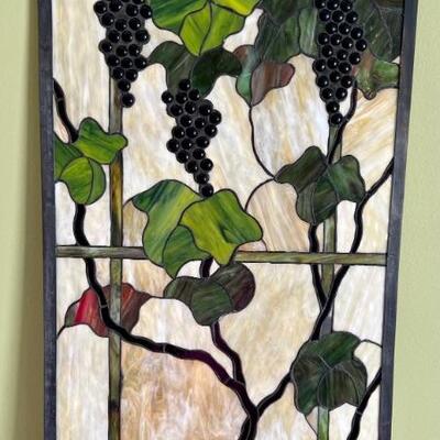Gorgeous Grape Motif Stained Glass. Measures 20â€ x 40â€ 