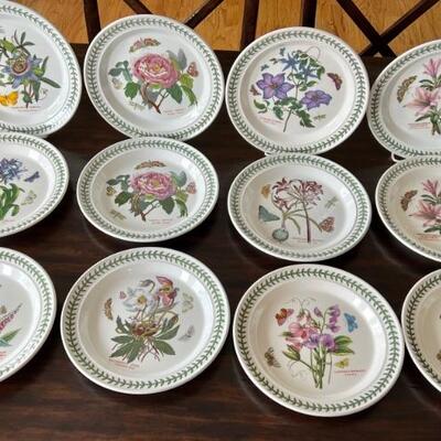 (13) Portmeirion Dinner Plates in a variety of beautiful patterns. Each plate measures 10" 
