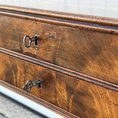 Antique mahogany work table or petite desk. A wonderful size beautiful antique table with a gorgeous finish. Features two drawers with...