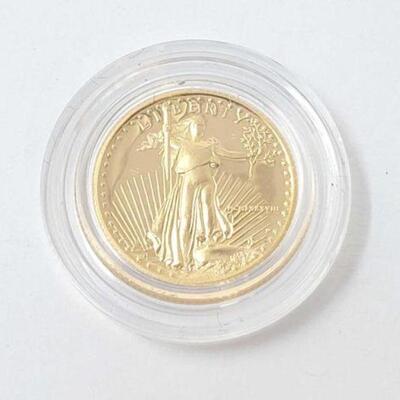 #110 • 1988 1/10oz Fine Gold American Eagle $5 Coin, 5.6g/ Weighs Approx: 5.6g Including Case Philadelphia Mint.