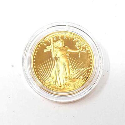 #118 • 1987 1/2 oz American Eagle Fine Gold $25 Dollar Coin, 21.4g. Weighs Approx: 21.4g Including Case Philadelphia Mint.