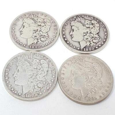 333 â€¢ (4) 1880-1881 Morgan Silver Dollars, 105.1g. 