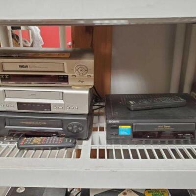 #2030 â€¢ 4 VHS Hi-Fi Stereos. Includes RCA with Remote, Magnavox, Emerson and Sony with Remote Hi-Fi Stereos. 