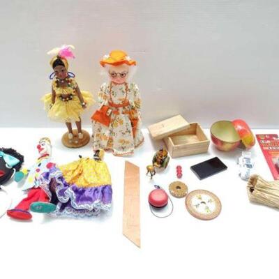 #2150 â€¢ Vintage Dolls, Yo-yo, Figurine, Marbles and More. 