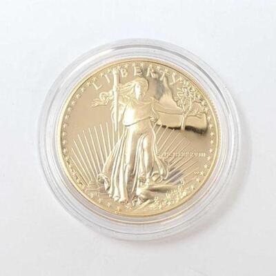 #98 • 1988 1oz Fine Gold American Eagle $50 Coin, 40.3g Weighs Approx: 40.3g Including Case 1988 West Point Mint