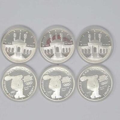 #1821 â€¢ (6) 1983-1984 Olympiad Silver $1 Coins
