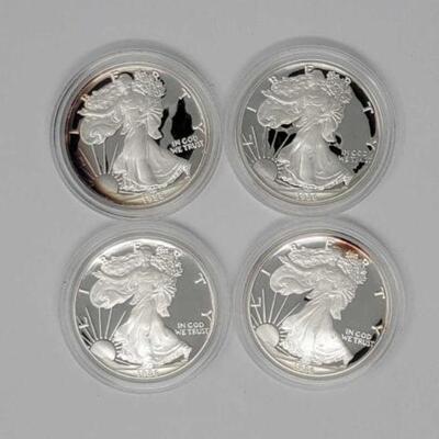 #1412 â€¢ (4) 1986 American Eagle 1oz .999 Fine Silver. San Francisco Mints. 