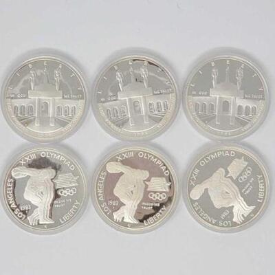 #1822 â€¢ (6) 1983-1984 Olympiad Silver $1 Coins