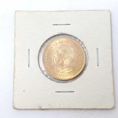 #78 â€¢ 1957 Centenario of the Law of Mexico Coin, 11.1g including cover.
