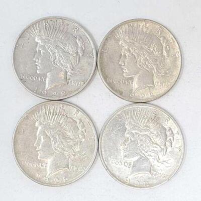 #1502 â€¢ (4) 1926 Silver Peace Dollars, 106.9g. SF Mints 