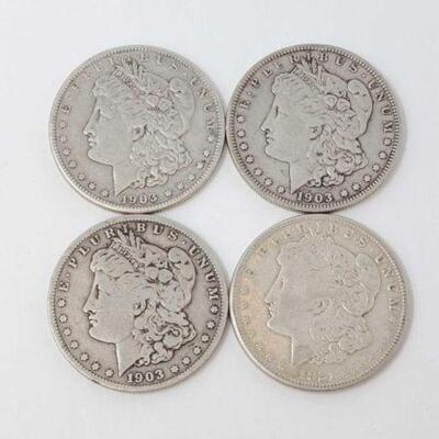 1289 â€¢ (4) Morgan Silver Dollars, 106g. 
. 