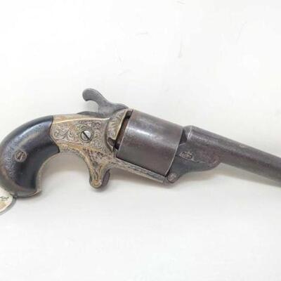 #26 • Engraved Moore's Teat-Fire .32 Single Shot Action Revolver> Barrel length 3.25