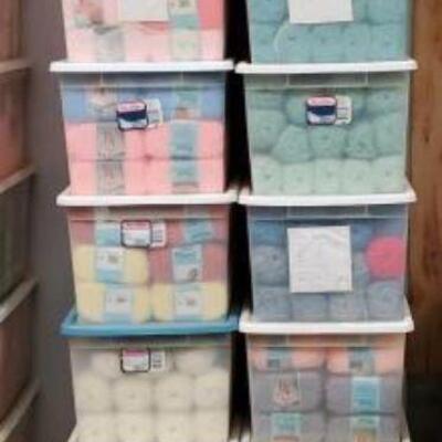 #2214 â€¢ 14 Totes of Yarn. Surrounding Lots Not Included. 
