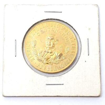 #76 • 1862 Gold Commemorative Battle in Puebla Coin. 19.6g