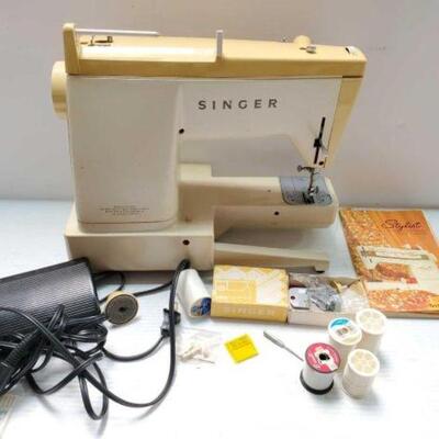 #2180 â€¢ Singer Stylist Sewing Machine. Vintage Singer Stylist Sewing Machine with Manual, Original Carrying Case, Pedal, Thread and...