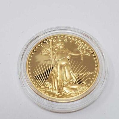 #97 • 1987 1oz American Eagle Fine Gold Fifty Dollar Coin, 40.3g.Weighs Approx: 40.3g Including Case West Point Mint.