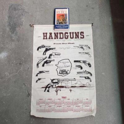 #2088 â€¢ 1961 Handguns From Our Past Cloth Banner and The Rebel Book. 