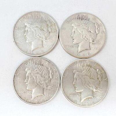 #1510 â€¢ (4) 1926 Silver Peace Dollars, 106.7g. Denver Mint.