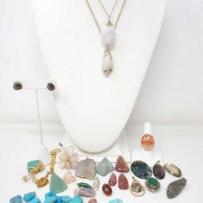 #1012 • Stone Pendants, Earrings, Pins, Ring Keychain & Rocks