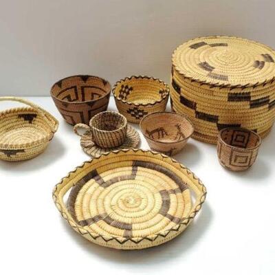 2296 â€¢ 8 Native American Woven Baskets:: 8 Native American Woven Baskets.