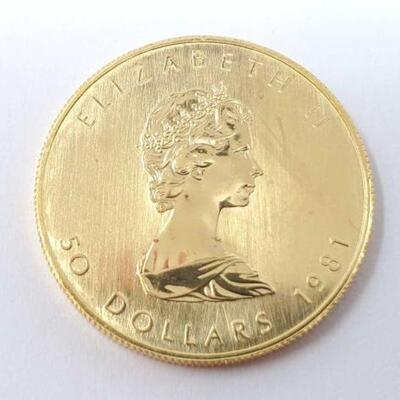 #44 â€¢ 1981 1oz .999 Fine Gold Canadian Maple Leaf $50 Coin, 31.2g