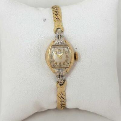 #1051 • 10K Gold Filled Diamond Bulova Women's Watch