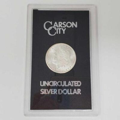 #1213 â€¢ 1882 Morgan Silver Dollar. Carson City Mint Uncirculated Morgan Silver Dollar. 