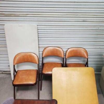 #2266 â€¢ 3 Folding Chairs and 2 Folding Tables. Tables Measure Approx: 30.5