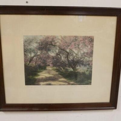 1104	WALLACE NUTTING HAND SIGNED PRINT TITLED *HONEYMOON DRIVE* APPROXIMATELY 24 1/2 IN X 21 IN OVERALL

