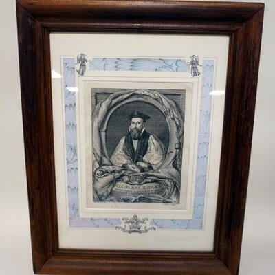 1241	FRAMED AND MATTED ENGRAVNG, I. MILLER SCULP NICHOLAUS RIDLEY, APPROXIMATELY 15 1/2 IN X 20 IN OVERALL
