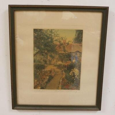 1102	WALLACE NUTTING HAND SIGNED PRINT TITLED *LARSPUR* APPROXIMATELY 14 1/4 IN X 16 1/4 IN OVERALL

