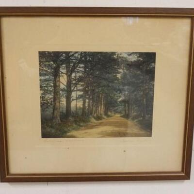 1105	WALLACE NUTTING HAND SIGNED PRINT TITLED *EVERGREEN SHADOWS* APPROXIMATELY 17 IN X 15 IN OVERALL
