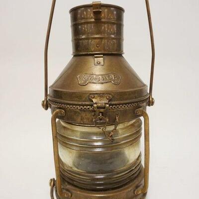 1066	LARGE BRASS SHIPS LANTERN *ANCHOR* APPROXIMATELY 23 IN HIGH
