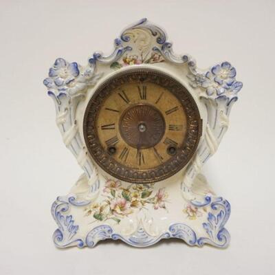 1064	ANSONIA ROYAL BONN CHINA CLOCK *TAPONNAC* APPROXIMATELY 5 IN x 9 IN x 10 1/2 IN HIGH
