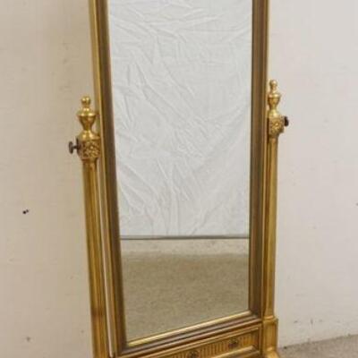 1125	GILT CHEVELLE MIRROR, FRAME HAS FLUTED COLUMNS W/URN FINIALS, APPROXIMATELY 26 IN X 65 1/2 IN
