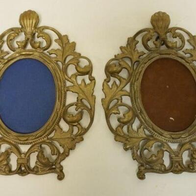 1174	PAIR OF HEAVY ORNATE CAST BRASS FRAMES, WALL HANGING, APPROXIMATELY 8 1/2 IN X 11 IN
