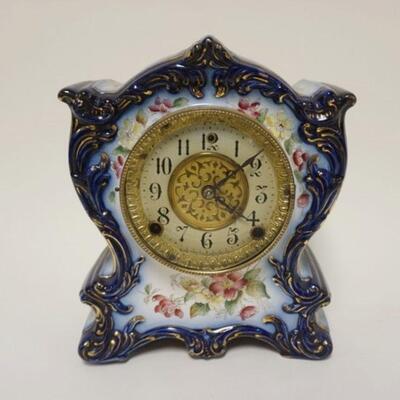 1034	GILBERT ROYAL BONN CHINA CLOCK, APPROXIMATELY 8 1/2 IN X 4 1/2 IN X 10 1/4 IN HIGH
