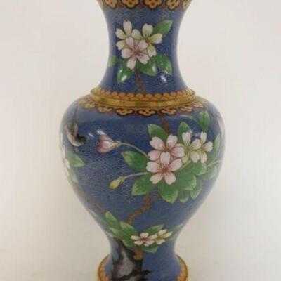 1080	CLOISONNE VASE DECORATED W/FLOWERING TREE & BIRDS, APPROXIMATELY 10 1/2 IN HIGH
