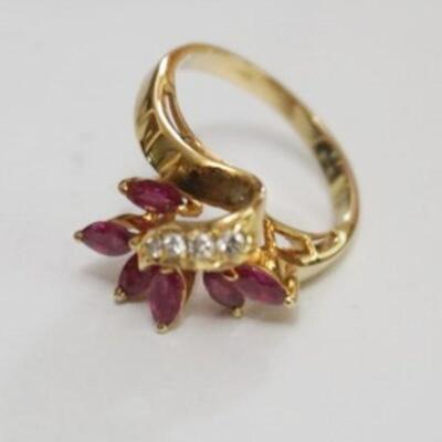 1298	14K RUBY AND DIAMOND LADIES RING, SIZE 5, 2.48 DWT INCLUDING STONES. HAS 1987 APPRAISAL
