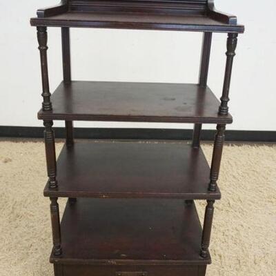 1214	EASTLAKE VICTORIAN WALNUT SHELF W/DRAWER AT BASE, APPROXIMATELY 20 1/4 IN X 13 IN X 23 1/2 IN HIGH
