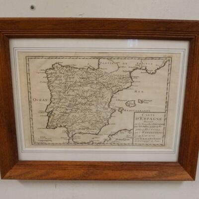 1231	FRAMED & MATTED MAP OF SPAIN, PAR LE R P DORLEANS, APPROXIMATELY 19 IN X 15 IN OVERALL
