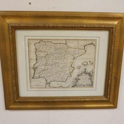 1229	FRAMED & MATTED MAP OF SPAIN, PAR LE SR ROBERT, 1743, APPROXIMATELY 20 IN X 23 1/2 IN OVERALL
