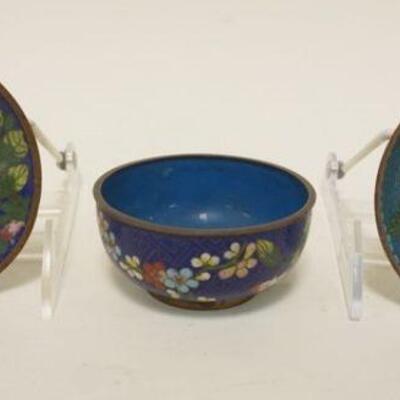 1089	CLOISONNE 3 PIECE LOT INCLUDING 2-3 3/4 IN PLATES & 3 1/4 IN BOWL
