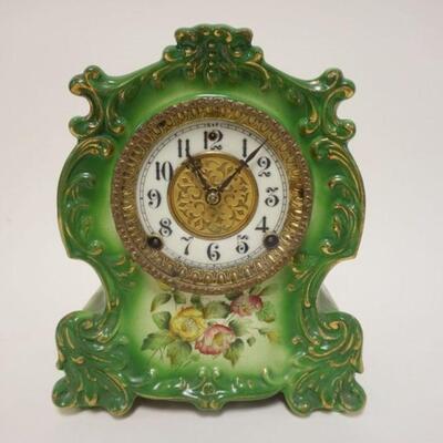 1043	GILBERT ROYAL BONN CHINA CLOCK, APROXIMATELY 9 1/4 IN X 5 1/2 IN X 11 IN HIGH
