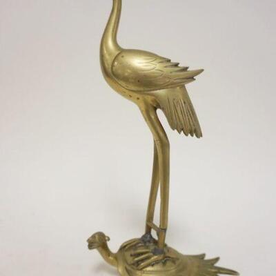 1161	ASIAN BRASS CRANE ON TURTLE, APPROXIMATELY 11 IN HIGH
