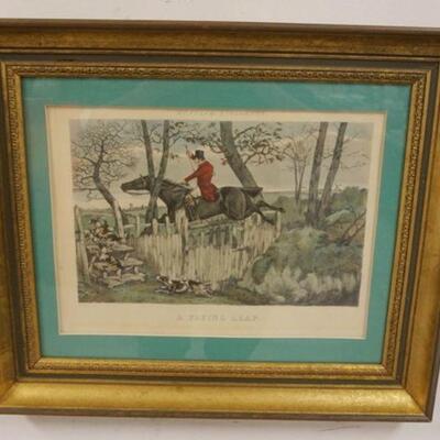 1189	FRAMED & MATTED HUNT PRINT TITLED *A FLYING LEAP*, H ALKEN, APPROXIMATELY 21 IN X 17 3/4 IN
